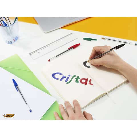 Penne a sfera con cappuccio BIC Cristal Original 1 mm - colori assortiti - astuccio portapenne da 20 pezzi - 929081